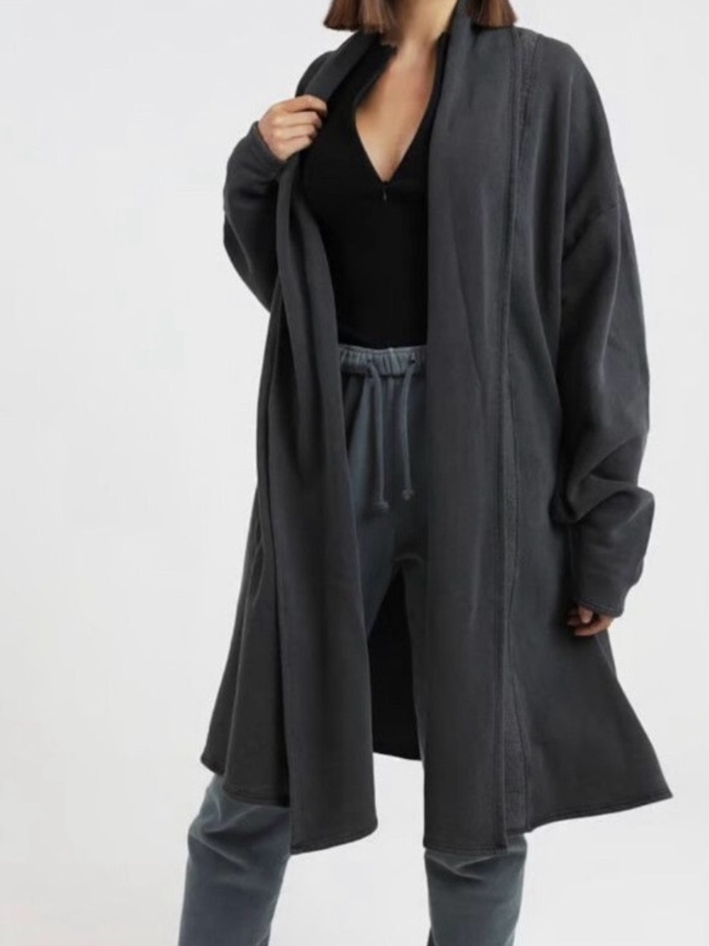 Joah Brown Oversized Cardigan - Charcoal Gray